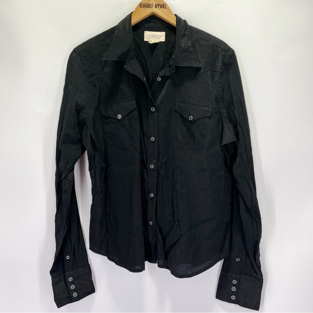 🛍️RL Denim & Supply Shiny Expedition Button Up Shirt Snap Front Long Sleeve - Picture 4 of 7